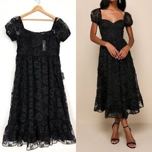 Lulu's Black Lace Midi Dress